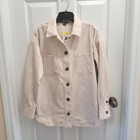 Matty M Corduroy Shirt Jacket Women's Small Cream Button Up Jacket NWT - Picture 4 of 16